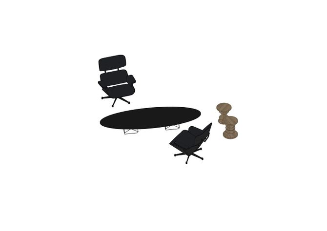 08 - Eames Lounge Chair, Stool, ETR-3D