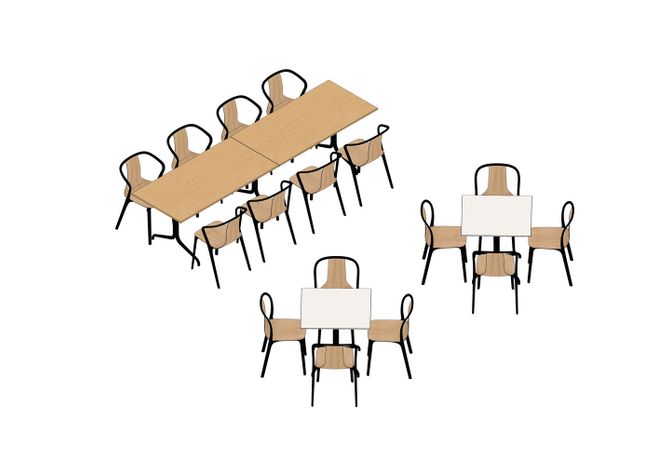 07 - Belleville Table 300 x 75  75 x 75, Belleville Chair-3D