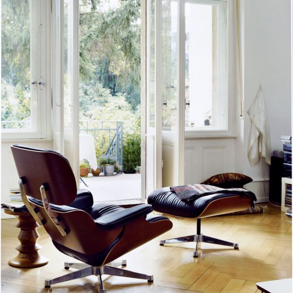 Vitra Lounge Chair Ottoman, Leather Wood Chair With Ottoman