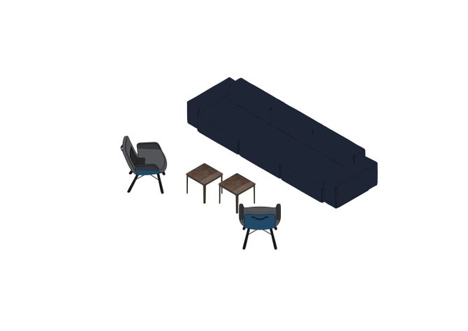 04 - Soft Modular Sofa, Plate Table, East River Chair-3D