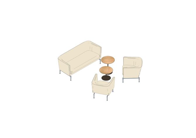 01 - Suita Club Sofa, Suita Club Armchair, Ocassional Low Table -3D