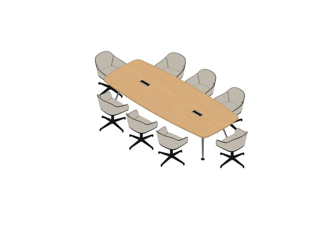 05 - MedaMorph Table 320 x 130, Softshell Chair -3D