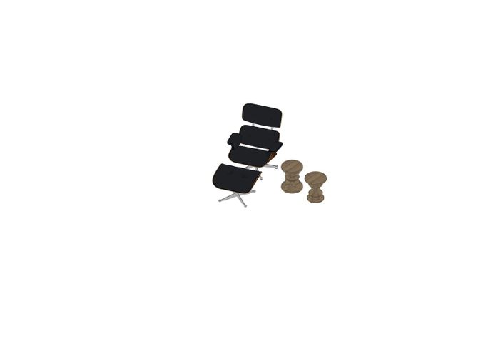 09 - Eames Lounge Chair, Ottoman, Stool-3D