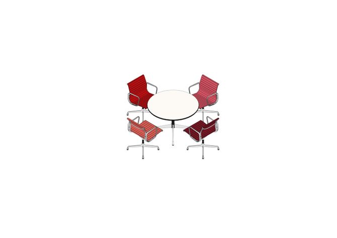 05 - Eames Segmented Table Ø 110, luminium Chair EA 108 -3D
