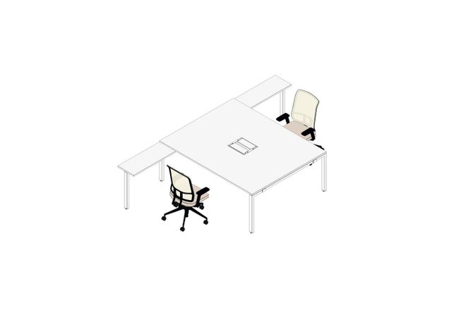 02 - WorKit 200 x 160 mit Return Table 80 x 40, AM Chair-3D