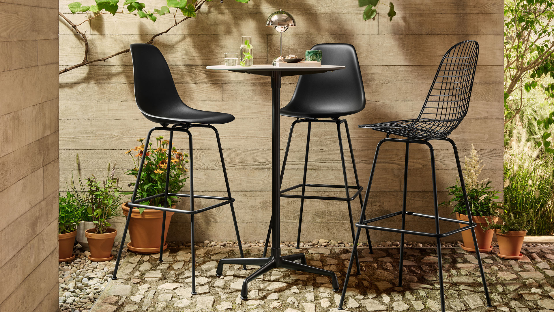 Outdoor Terrace Eames Plastic Stool High Wire Stool High Eames Contract Table High_LANDSCAPE_web_16-9